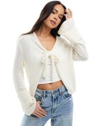 Miss Selfridge - Tie Front Cardigan With Fluted Sleeve - Lyst