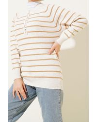 Bigdart - Striped Knit Sweater With Button Closure - Lyst