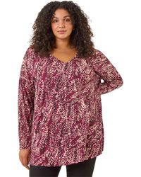 Roman - Curve Spot Print V-Neck Stretch Top - Lyst
