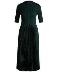 BOSS - Fireanami Mock Neck Short Sleeve Midi Dress - Lyst
