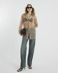 River Island - Shirt Long Sleeved Sheer Lace - Lyst