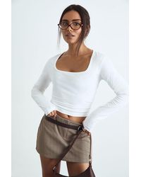 Boohoo - Basic Square Neck Long Sleeve Top - Lyst