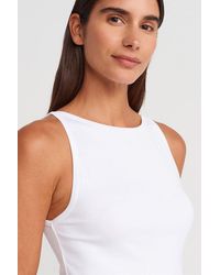 Dilvin - Geribbelde Halterneck Slim-Fit Blouse - Lyst