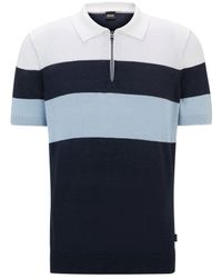 BOSS - Hugo Boss Trieste Half Zip Short Sleeved Polo Shirt Stripe - Lyst