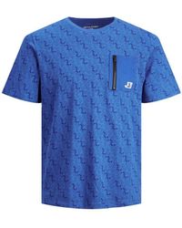 Jack & Jones - Core Regular Fit T-shirt Jcologan Met All Over Print Blue Iolite - Lyst