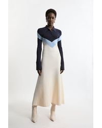 Karen Millen - Viscose Blend Rib Knit Polo Top Maxi Dress - Lyst