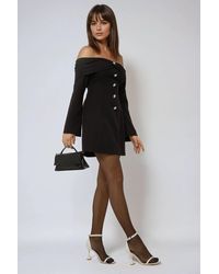 Hiccup - Exclusive Tailored Off Shoulder Mini Dress With Button Detail - Lyst