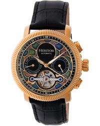 Heritor - Aura Semi-Skeleton Leather-Band Watch - Lyst