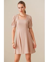Bigdart - Texturiertes Mini-Strickkleid Mit Quadratischem Kragen - Lyst