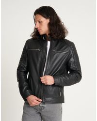 Barneys Originals - Real Leather Racer Jacket - Lyst