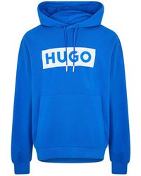 BOSS - Box Print Hooded Neck Long Sleeve Polo Shirt - Lyst