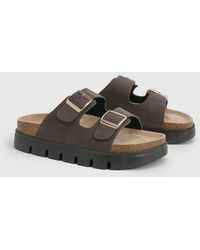 Oasis - Mae Platform Faux Suede Buckle Footbed Slider - Lyst