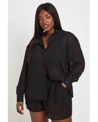 Boohoo - Plus Chiffon Beach Shirt - Lyst