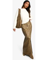 Boohoo - Washed Pu Split Front Maxi Skirt - Lyst