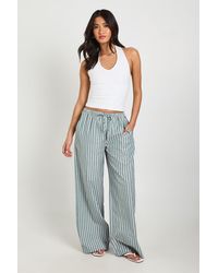 Boohoo - Woven Stripe Elasticated Waist Wide Leg Trouser - Lyst