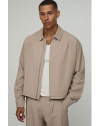 BoohooMAN - Tailored Pleat Front Oversized Boxy Co-Ord Harrington Jacket - Lyst