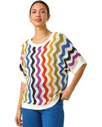 Roman - Vertical Striped Wave Knit Jumper - Lyst