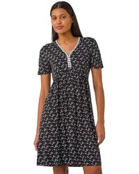 Roman - Ditsy Floral Print Trim Dress - Lyst
