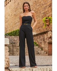 Sosandar - Premium Bandeau Wide Leg Jumpsuit With Pockets - Lyst