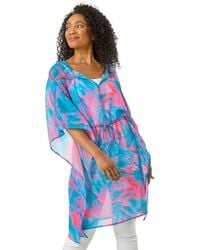 Roman - Petite Abstract Tie Waist Cover Up - Lyst