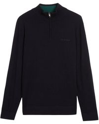 Ted Baker - Fashbee Branded Merino Half Zip Jumper Wool - Lyst
