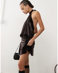 Collusion - Tie Halter Backless Flippy Mini Dress - Lyst