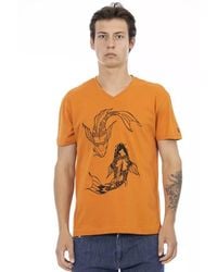 TRUSSARDI ACTION - Koi Fish Vneck Tee Casual Short Sleeve Shirt - Lyst