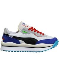 PUMA - Style Rider Ride On Multi Leather Lace Up Casual Trainers 372839 01 - Lyst