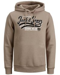 Jack & Jones - Hoodies Jwh Logo Sweat Hood Beige - Lyst