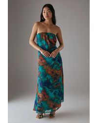 Warehouse - Petite Chiffon Elasticated Back Bandeau Maxi Dress - Lyst