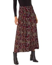 Roman - Ditsy Floral Print Stretch Midi Skirt - Lyst