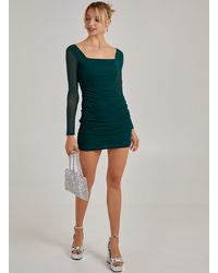 Pink Vanilla - Long Sleeve Mesh Mini Dress - Lyst