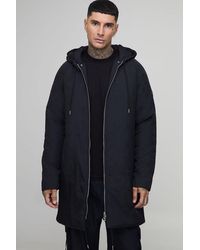BoohooMAN - Tall Regular Fit Longline Hooded Zip Up Padded Parka - Lyst