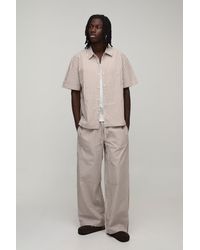 BoohooMAN - Stripe Poplin Oversized Shirt & Baggy Trouser Set - Lyst