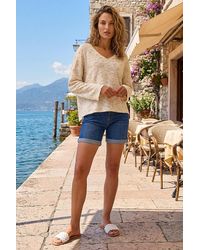 Roman - Contrast Stitch V-Neck Top - Lyst