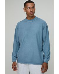 BoohooMAN - Oversized Washed Exposed Seams Long Sleeve T-Shirt - Lyst