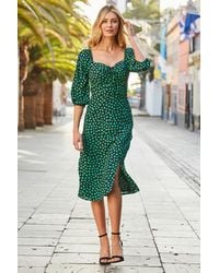 Sosandar - Heart Print Sweetheart Neckline Midi Dress - Lyst