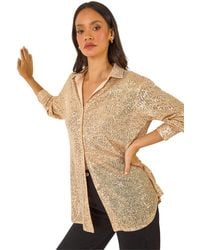 D.u.s.k - Sequin Button Through Blouse - Lyst