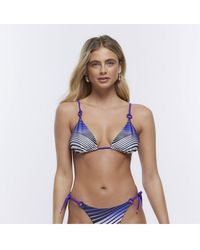 River Island - Triangle Bikini Top Stripe Nylon - Lyst