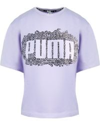 PUMA - X Mr Doodle Korte Mouw Crew Neck Lila S Cropped T-shirt 598654 88 - Lyst