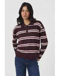 Brave Soul - Long Sleeve Striped Knit Polo Jumper - Lyst