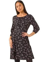 Roman - Petite Paisley Print Tie Front Dress - Lyst