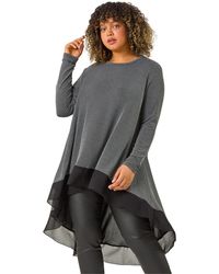 Roman - Curve Glitter Chiffon Hem Tunic Top - Lyst