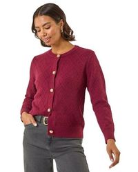 Roman - Cable Knit Buttoned Cardigan - Lyst
