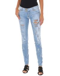 Met - Long Denim Pants Worn And Torn Effect 10Dbf0094 - Lyst