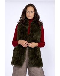 Jayley - Hand Knitted Faux Fur Long Gilet - Lyst