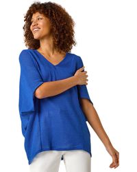 Roman - Textured V-Neck Cocoon Stretch Top - Lyst