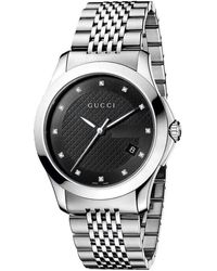 Gucci - Ya126405 G-Timeless Zwarte Wijzerplaat Herenhorloge - Lyst