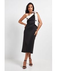 Wallis - Petite Occasion Scuba Corsage One Shoulder Midi Dress - Lyst