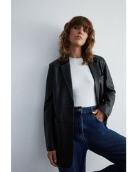 Warehouse - Real Leather Single Breasted Blazer - Lyst